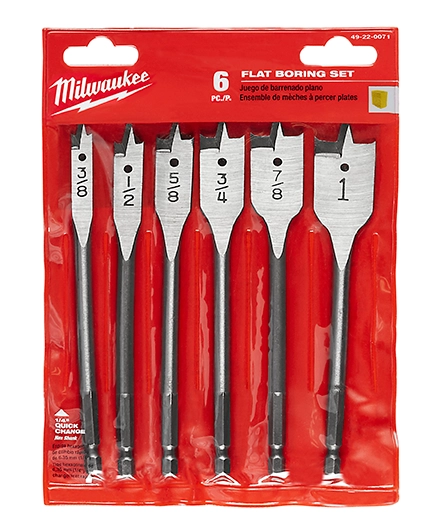 Flat Boring Bit 6" Universal Set - 6PC