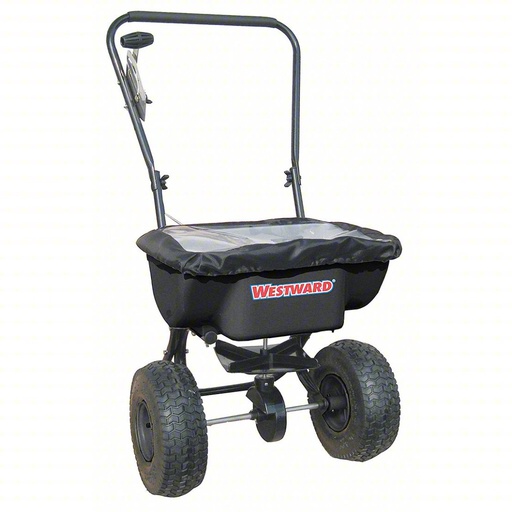 [10F635] WESTWARD Manual Walk-Behind Spreader: Landscape, Lawn and Agriculture, 30 lb Capacity, Steel, 12 ft